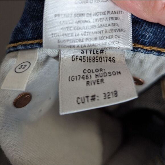 Grlfrnd Karolina High Rise Straight Crop Hudson River Button Fly Denim Jeans 32 - Picture 9 of 9